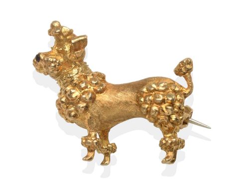 A Novelty Dog Brooch, modelled as a poodle with a black enamel nose, measures 2.5cm by 2.5cm see illustrationThe brooch is in