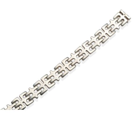 A Silver Georg Jensen Bracelet, Designed by Edvard Kindt-Larsen, model number 103, formed of bar links of alternating design,