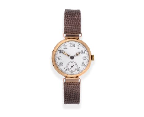 An Art Deco 9ct Gold Wristwatch, signed Longines, 1927, (calibre 13.34) 16-jewel lever movement signed and stamped B&Co, enam