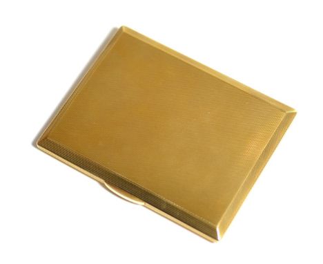 A 9ct Gold Cigarette Case, London 1937, rectangular form with allover engine turned decoration, 10.8cm by 8.6cm, 144.4gThe ci