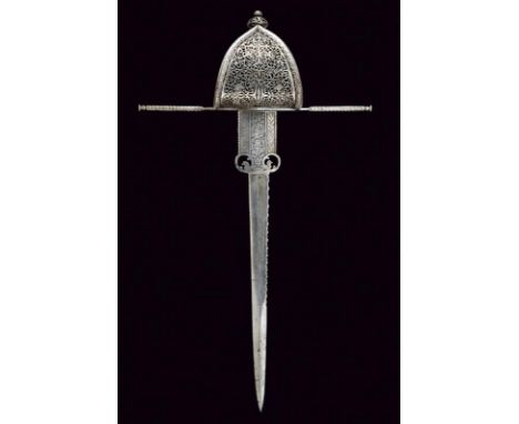 dating: First half of the 17th Century provenance: Spain, Straight, single-and-false-edged blade carved with waves on the bac