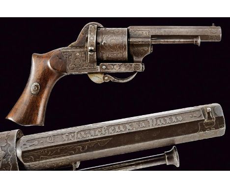 dating: about 1870 provenance: Paris, Rifled, octagonal, 7 mm cal. barrel, the base carved with floral motifs, on the right s