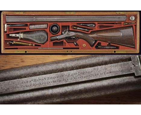 dating: about 1880 provenance: United Kingdom, Round, rifled, damask barrels with a central, well raised and checkered rib, s