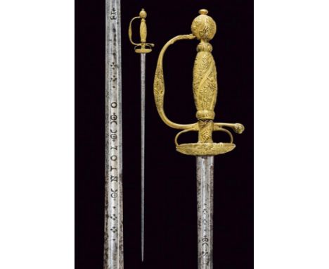 dating: late 18th Century provenance: France, Straight blade of hexagonal section, the first part grooved with inscription 'E