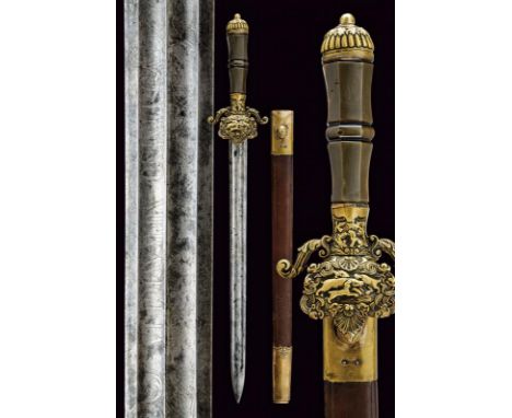 dating: 1889 provenance: Italy, Straight, double-edged blade, with double fuller on both sides. Featuring at the front side t