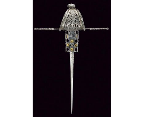 dating: First half of the 17th Century provenance: Spain, Straight, single-and-false-edged blade, carved on the back and with