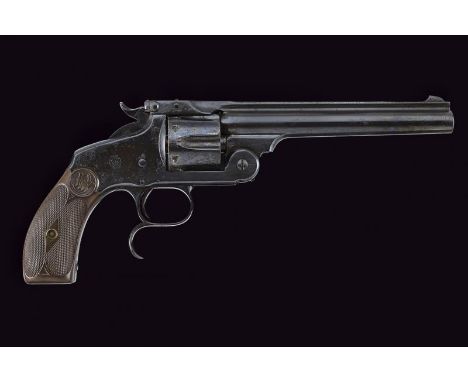 dating: 1878 - 1898 provenance: USA, Round, 44 S&amp;W Russian cal. barrel, with high rib, featuring the mark 'SMITH &amp; WE