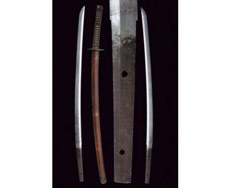 dating: Period (1603-1867) provenance: Japan, Shinogi-Zukuri Yori-Mune blade, Nagasa (length: 62.7 cm). Not visible hamon and