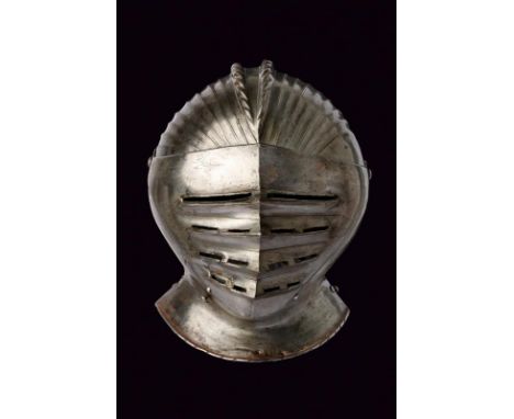 dating: 1520/30 provenance: Southern Germany, Iron skull worked in one piece and provided with double, twisted combs, at the 