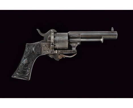 dating: about 1870 provenance: Belgium, Round, rifled, 7 mm cal. barrel, octagonal base marked on one side with the patent 'E