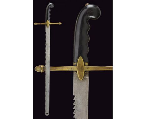 dating: Mid 19th Century provenance: Sardinian Kingdom, Wide, straight, single-edged blade with saw back, with rounded and pi