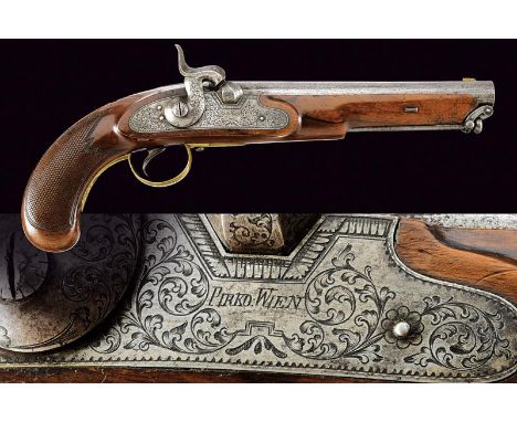 dating: Mid 19th Century provenance: Vienna, Smoothbore, round barrel with brass foresight, 18 mm. cal. at the nozzle. Breech