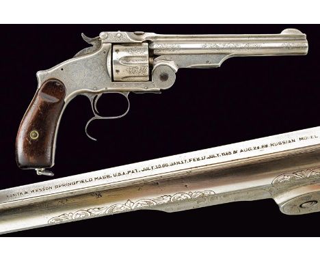 dating: about 1880 provenance: USA, Round, rifled, 44 russian cal. barrel (pitting inside), with high rib and US commercial m