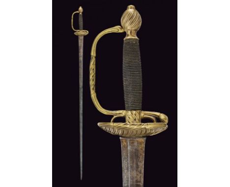 dating: late 18th Century provenance: Sardinian Kingdom, Straight blade of hexagonal section; finely engraved at the first pa