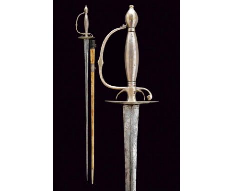 dating: late 18th Century provenance: Europe, Straight, double-edged blade of triangular section, enlarged at the forte where