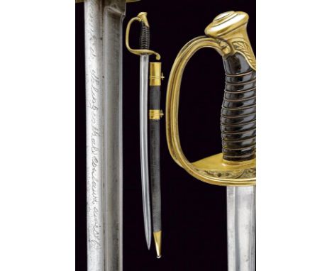 dating: Mid 19th Century provenance: France, Slightly curved, tipped, single-and short false-edged blade, with fuller and gro