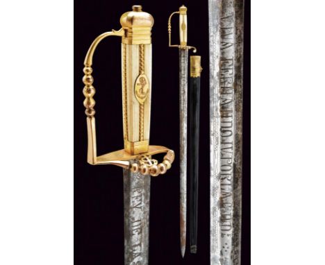 dating: about 1810 provenance: Kingdom of Naples, Straight, double-edged blade of hexagonal section, on the right side, withi