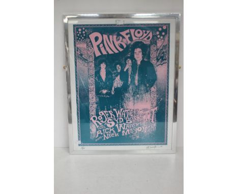 Pink Floyd - Signed Bancroft Lithograph 211/500 With silver mirror frame. 