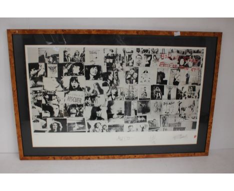 Rolling Stones - Exile on Main Street - Numbered Lithograph Framed with facsimile autographs60Cm Height , 91 Cm Width Approxi