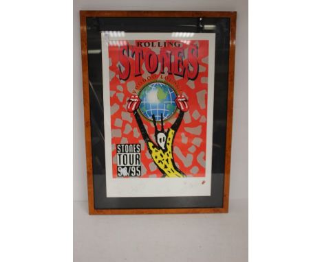 Rolling Stones - Stones Tour 1994/1995 - Numbered Lithograph Framed with facsimile autographs68 CM Height , 50Cm Width