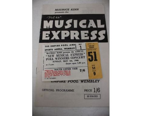 New Musical Express Poll Winners concert ticket stub and booklet, From The 1965- 1966 Poll- Winners All- Stars Concert Sunday