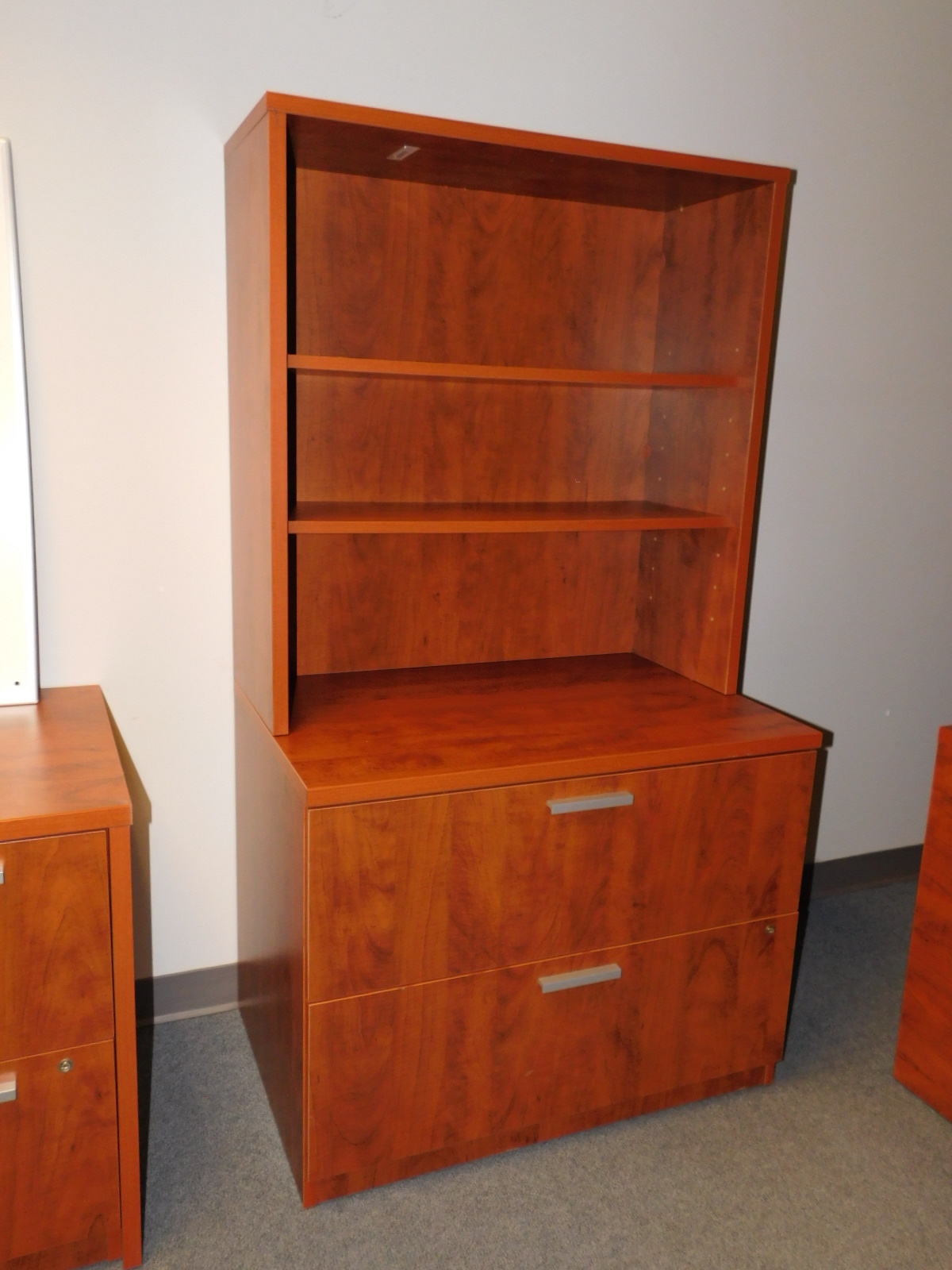 STEELCASE TURNSTONE 2 DRAWER LEGAL OR LETTER SIZE LATERAL FILE WITH BOOKCASE TOP MATCHI