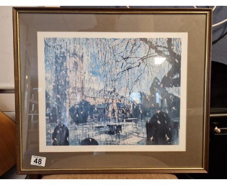 1983 Prestbury Parish Church Signed Artist Proof Print by Harold Riley (1934-) - 51x44cm