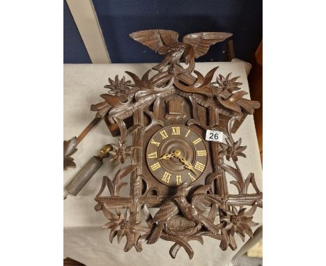 Early Wooden Carved Cuckoo Clock - 55cm high