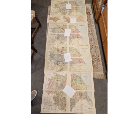 Group of Five Antique 19th Century Yorkshire Ordnance Maps, including Bacons &amp; Philips examples