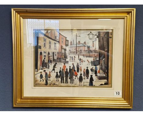 LS Lowry (1887-1976) Industrial Street Scene Framed Print - 62x51cm