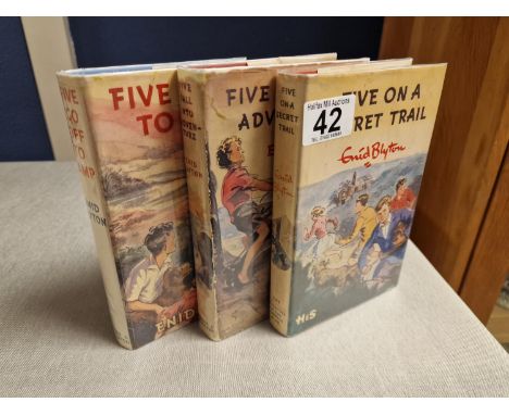 Trio of First Edition Enid Blyton Famous Five Books inc Five are Together Again, Five Go to Demon's Rocks, and Five Go Down t