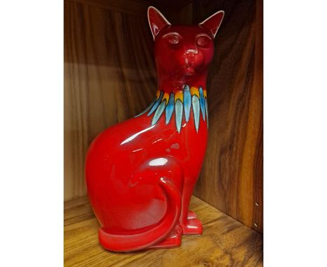 Poole Pottery Red Delphis Cat Figure