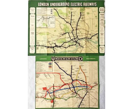 Pair of c1907/08 London Underground MAPS, single-sided, one from 1907, 17" x 12" (43cm x 31cm), the first to show the Charing