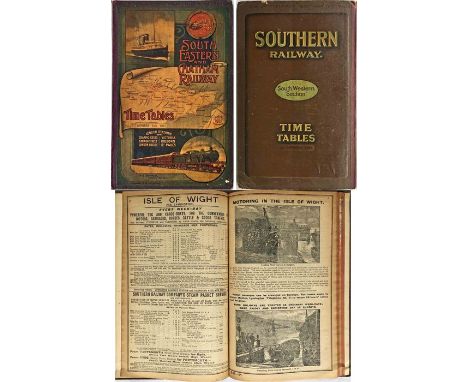 1922/23 combined volume of TIMETABLES for South Eastern &amp; Chatham Railway dated October 2nd, 1922 and Southern Railway, S