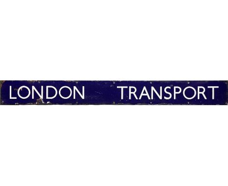 c1950s British Railways (Eastern Region) enamel HEADER PLATE 'LONDON TRANSPORT' thought to be from one of the stations on the