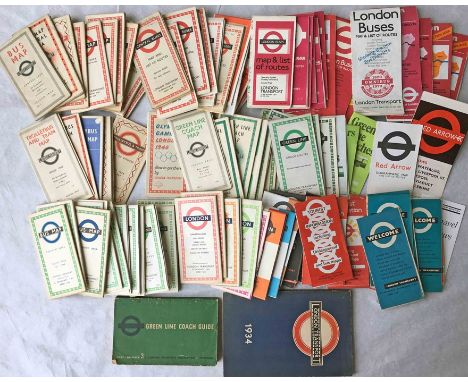 Large quantity (90+) of London Transport POCKET MAPS from the 1930s-70s including tram &amp; trolleybus, central bus, country
