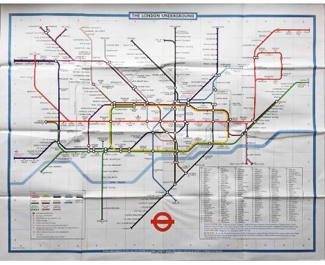 London Underground quad-royal POSTER MAP designed by Paul Garbutt. Undated but shows the original Jubilee Line to Charing Cro