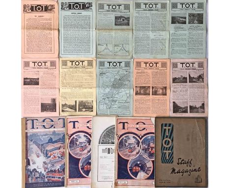 Selection (15) of early Underground Group 'TOT' (Train - Omnibus - Tram) LEAFLETS &amp; MAGAZINES comprising 'Supplementary' 