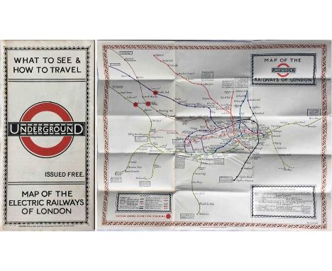 1923 London Underground MAP of the Electric Railways of London "What to see and how to travel". Designed by MacDonald Gill wi