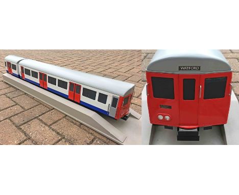 Large-scale MODEL of a London Underground Metropolitan Line A-Stock driving motor car and part of its trailer. Believed to ha