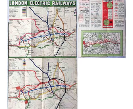 Pair of c1908 London Underground MAPS, the first types to show a unified system, one produced for the Central London Railway 