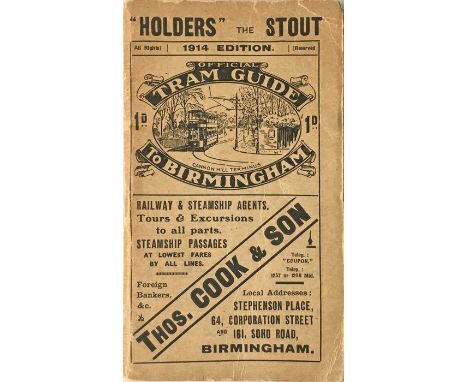 1914 Birmingham Official TRAM GUIDE booklet published by City of Birmingham Tramways Department. 96pp with centre-fold Tramwa