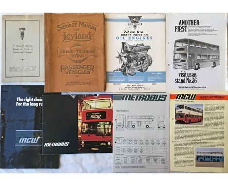 Selection of bus manufacturers' MANUALS &amp; BROCHURES etc comprising 1930s Service Manual for Leyland Tiger, Tigress &amp; 