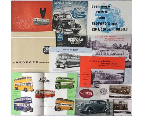 Selection (13) of 1940s/50s manufacturer and dealer etc BROCHURES &amp; LEAFLETS including Comberhill Motors (bus dealers), B