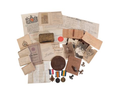A 1914/15 TRIO AND PLAQUE GROUP TO L/CPL WOOD, 18TH LIVERPOOL REGT, 2ND PALS who was sadly killed in action on the first day 