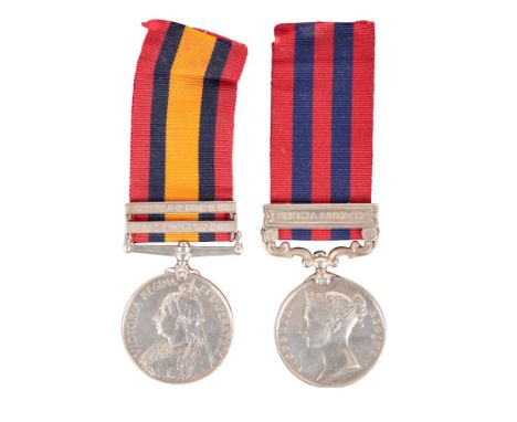 CAMPAIGN PAIR TO 1020 PTE W WILSON 2ND BN LEIC R Indian General Service Medal (1854) Burma 1887-89, correctly engraved 1020 P