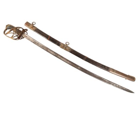 AN 1822 WILLIAM IV PATTERN INFANTRY OFFICERS SWORD 1822 pattern, the sword shows overall signs of age and use, the grip and w
