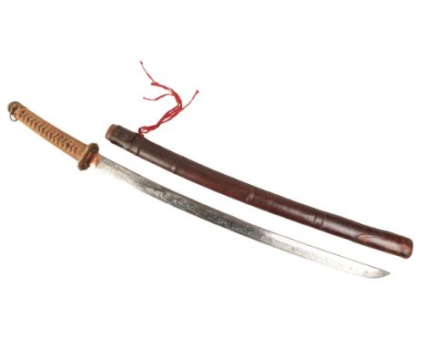 A WWII JAPANESE OFFICERS SWORD Japanese Katana, signed Tang, all the fittings look to be original to the sword, some cracking