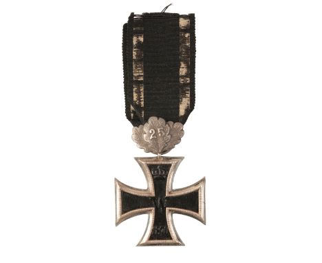 1870 IRON CROSS 2ND CLASSthree-piece construction, the ring has no maker's mark, with 25- year Jubilee Spange pinned to the r