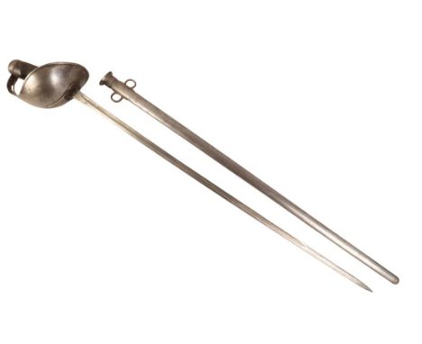 1908 PATTERN CAVALRY TROOPER SWORD blade length 88.9cm, unmarked, the scabbard has a proof mark of the Military Arrow and 'M9